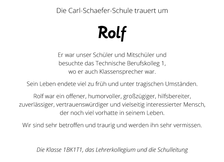 Nachruf für Rolf